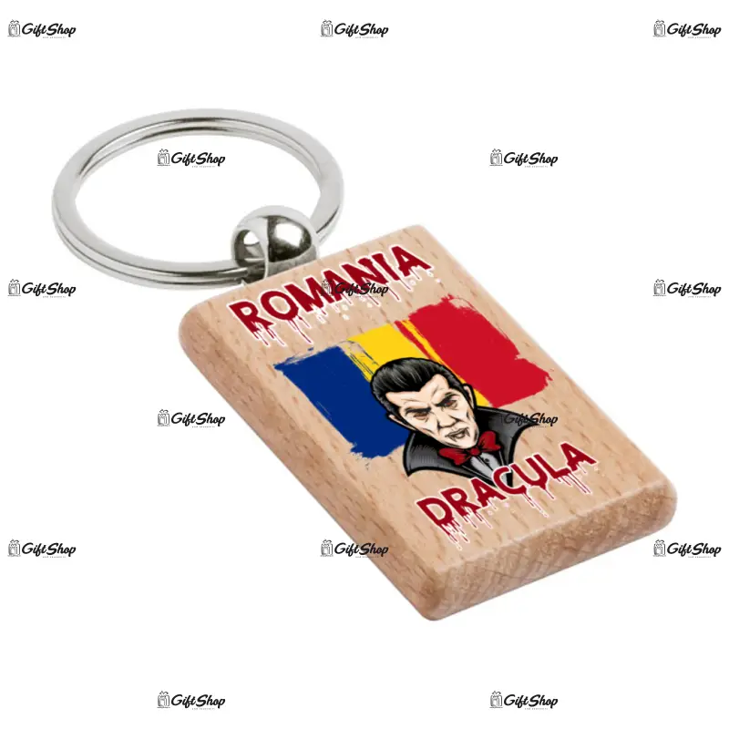 Dracula, romania, breloc din lemn, model 004